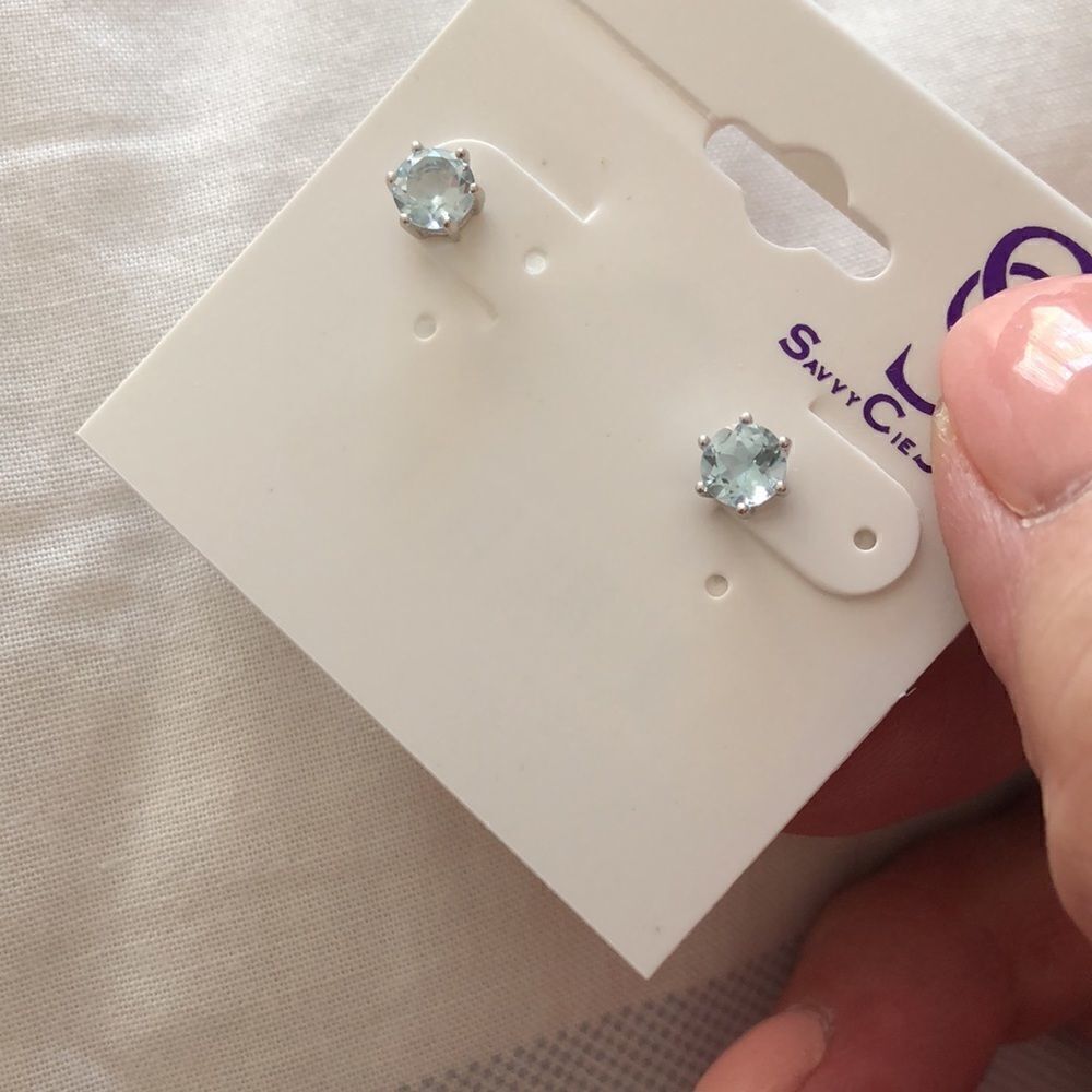 Savvy Cie Jewels Pale Blue Topaz Earrings NWT